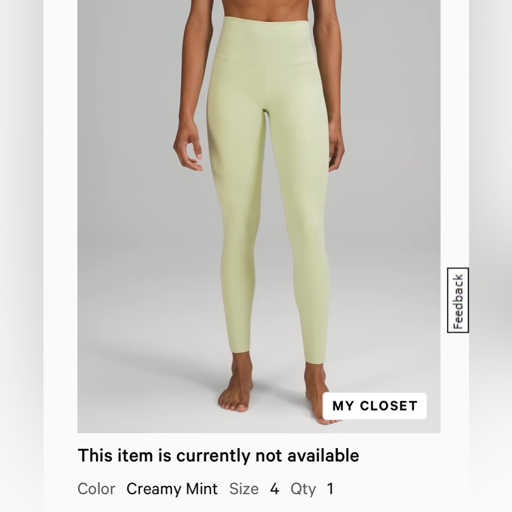 Lululemon high rise 31” Align Creamy Mint size 4